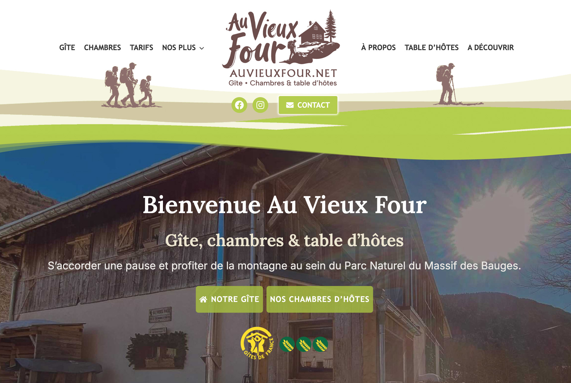 Site internet de gîte touristique avec module de réservation pour Au Vieux Four — Webdesign FKWeb